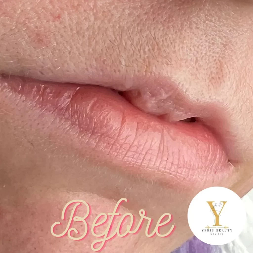 Permanent makeup lip blushing